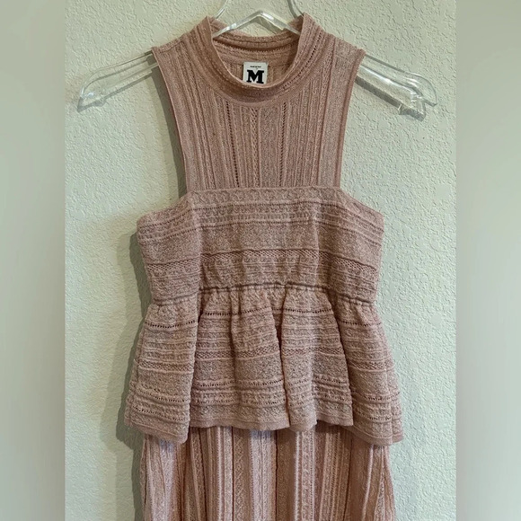 M Missoni Stretch Lace Peplum Dress US4 Baby Pink Shimmer Wedding - Picture 4 of 7